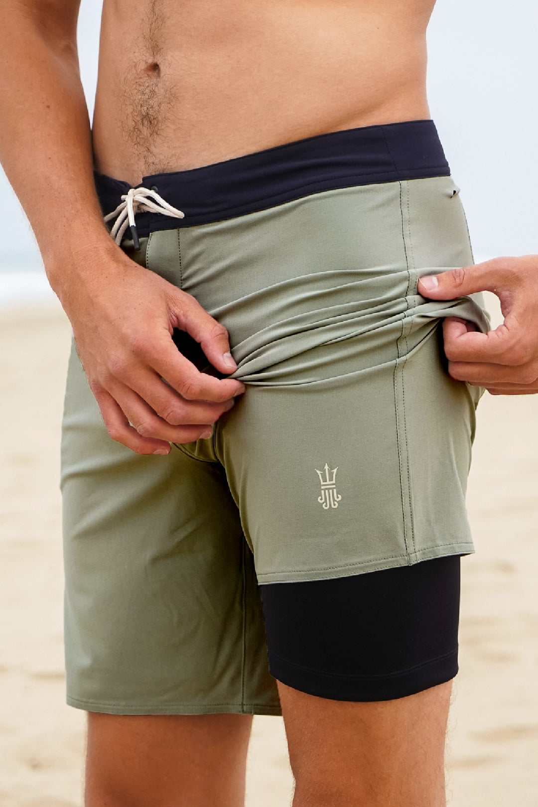 Wetsuit Lined Boardshorts Green Sage Mens Drifties